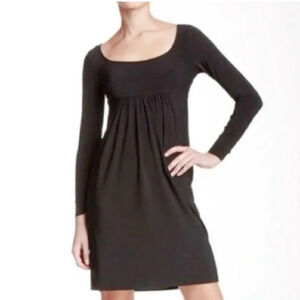 KamaliKulture Empire Waist Long Sleeve Ruched Sleeve Black Dress XS